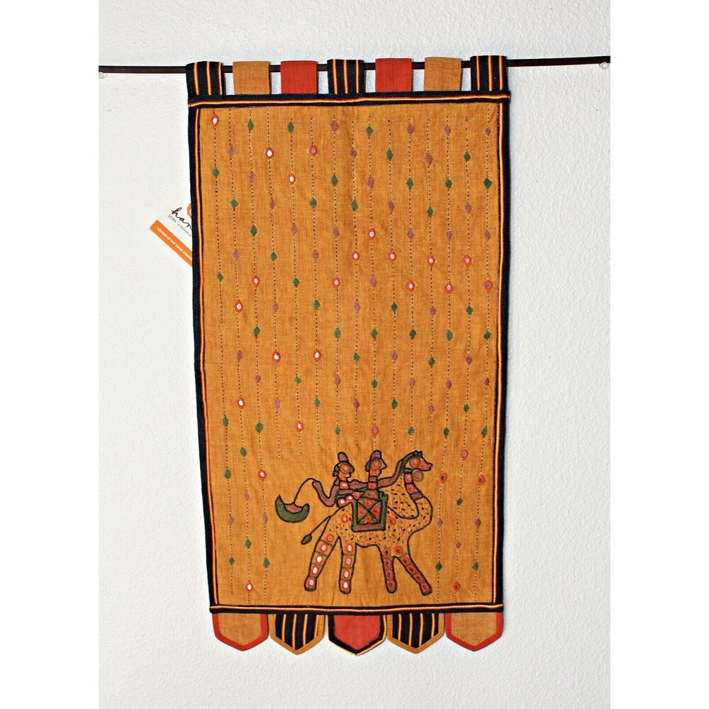 NWT HANSIBA Embroidered Picture Wall Hanging Cotton Camel People 27.5" x 14" #02